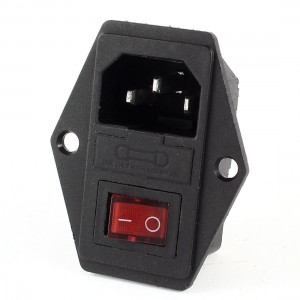 IEC320 C14 Inlet Module Plug Fuse Switch Male Power Socket w 3-pin Switch