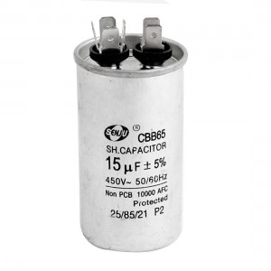 CBB65 450VAC 15uF 5% Refrigerator Non Polar 6 Terminals Motor Starting Capacitor