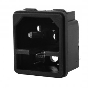 Black 3 Pins IEC 320 C14 Inlet Male Power Plug Socket Adapter AC 250V 10A