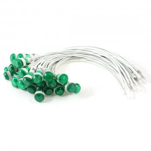 30 Pcs 10mm Hole White Wire Cable Green Indicator Pilot Light Lamp DC 12V