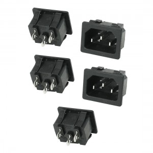 5 Pcs Panel Mounting IEC 60320 Male Power Supply Plug 15A AC 250V