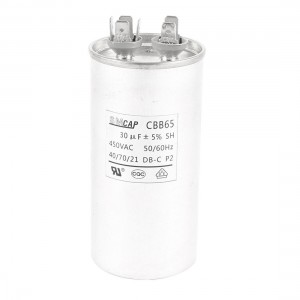 450VAC 30uF Motor Run Capacitor Silver Tone for Air Conditioner