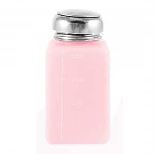 Silver Tone Metal Lid 200ml Plastic Liquid Storage Alcohol Bottle Pink
