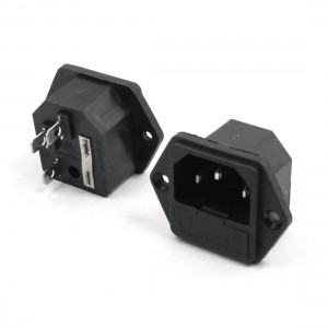 2pcs Fuse Holer 3 Pin C14 Power Supply Male Plug Socket AC 250V 10A