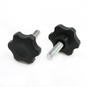 M8 x 30mm Thread 40mm Diameter Antislip Star Shaped Head Clamping Knob 2Pcs