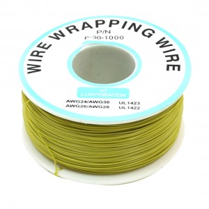 200M 30AWG Tin Plated Copper Wire Insulation Test Wrapping Cable Roll Yellow