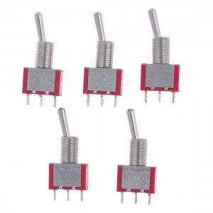 Red 5A 125VAC/ 3A 250VAC SPDT 3 Pin On/On 2 Position Toggle Switch