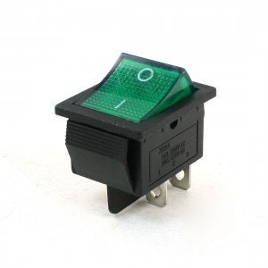 20A 125VAC 15A 250VAC Green Indicator 2 Position DPST 4 Pin Rocker Switch