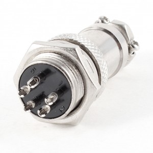 Panel Mount Universal Aviation Connector Plug 16mm Dia Screw GX16 5 Pin