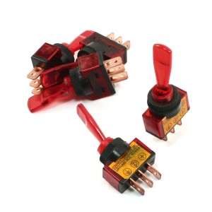 5 Pcs Red Light Pilot Lamp SPST ON/OFF 2 Position 3P Car Toggle Switch DC 12V 20
