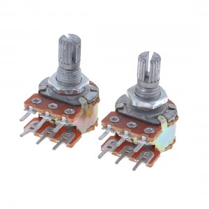 2 Pcs B100K 100K Ohm Dual Linear Rotary Shaft Taper Pot Potentiometer