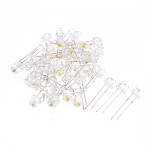 40 Pcs 3V 9mm Hat Dia 2 Pin LED Light Emitting Diode White