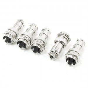 5 x AC400V 5A 2 Pins 16mm Thread Aviation Plug Male Connector