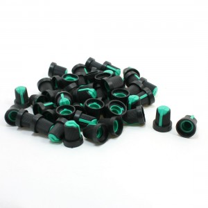 50 Pcs 6mm 15/64" Shaft Diameter Nonslip Potentiometer Knobs Green Black
