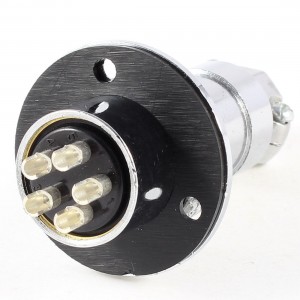 Flange Fixing GX20 5 Pin 19mm Dia Circular Connector Aviation Plug