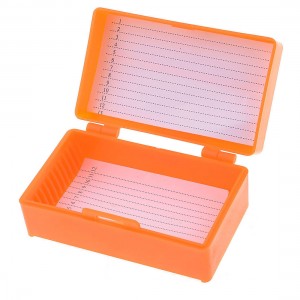 Orange Plastic Rectangle Shape 12 Slides Microscope Box 3.1" x 1.8"