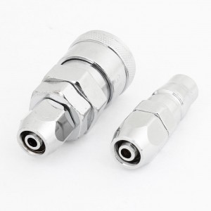 Pneumatic Pipe Fittings Metal Straight Air Quick Coupler Silver Tone SP30+PP30