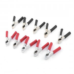Black Red Rubber Coated Handle Battery Alligator Clamps Clips 10 Pcs