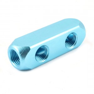 Aluminum Quick Connect 2 Outlet Air Manifold Splitter Teal Blue