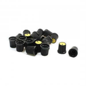 20 Pcs 6mm 15/64" Shaft Dia. Nonslip Potentiometer Knobs Yellow Black