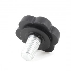 Black Star Shape Cap Grip 23mm Thread Metal Clamping Screw Knob