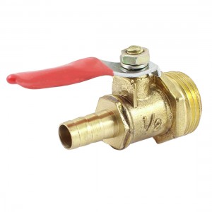 1/2" PT Male Thread to 8mm Hose Barb Plastic Lever Handle Brass Ball Valve