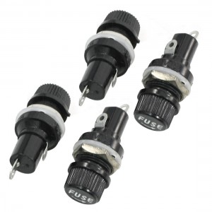 4 Pcs Black 2 Pin Terminals Panel Mounting 5 x 20mm Fuse Holder
