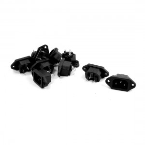 10 Pcs Black Repair Part 3 Pin C14 Male Power Adapter Connector