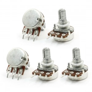 5pcs 5K ohm 6mm Dia Shaft Type B Single Turn Taper Rotary Potentiometer
