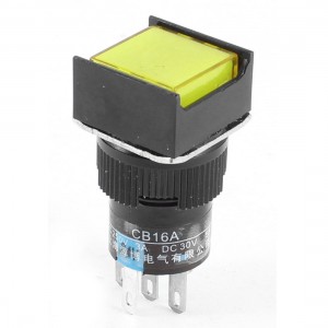 Rectangle Type Yellow Latching Push Button Switch 5P SPDT 24VDC Lamp