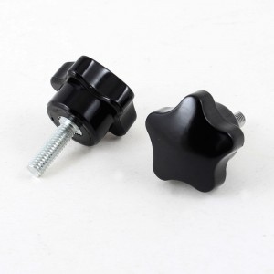 2 Pcs M6 x 20mm Male Thread 30mm Dia Star Shaped Head Clamping Screw Knob