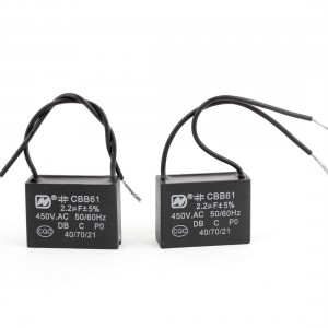 CBB61 450VAC 2.2uF 5% Wired Polypropylene Film Motor Run Capacitor 2pcs