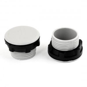 2 Pcs Gray Plastic Rounded Case Button Panel Plug Cover