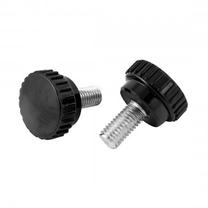 2pcs Black 10mm Thread Diameter 38mm Height Knurled Grip Knobs