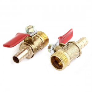 2 Pcs 3/8"PT Male Thread to 8mm Hose Barb Plastic Cover Lever Handle Ball Valve