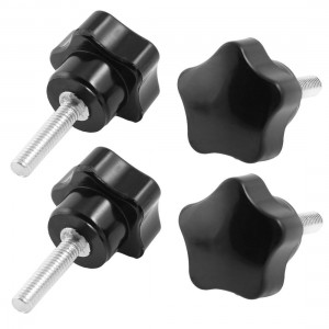 4Pcs M6 x 25mm Male Thread 30mm Dia Star Shape Head Clamping Screw Knob