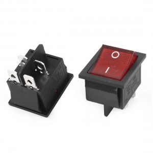 2 Pcs DPST ON-OFF 4 Pin Red Light Rocker Boat Switch 16A/250V 20A/125V AC