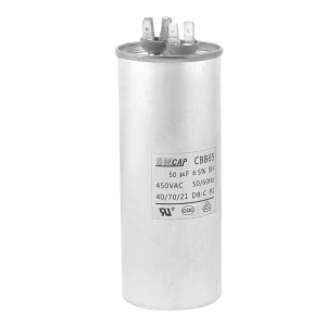 Metal Shell 6-Pin Air Conditioner Motor Capacitor 50uF 450VAC CBB65