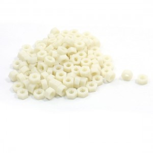 200 Pcs M5 x 5mm Wihte Nylon Hex Hexagonal Threaded Spacer Support