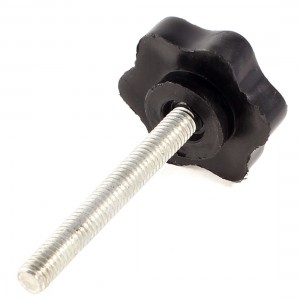 Black Plastic Head M6 x 45mm Male Thread Screw On Type Clamping Knob