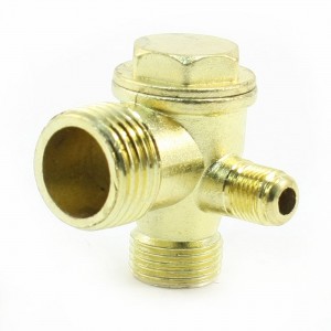 Copper Tone 3-way Air Compressor Fittings Threaded Check Valve