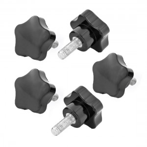 5 Pcs Machine Tool M8 x 20 Male Thread 40mm Dia Bakelite Knobs Handle Black