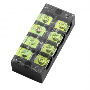 Clear Cover 45A Dual Row 4 Pole Barrier Terminal Strip Cable Connector