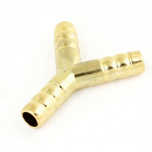 Gold Tone Brass 3 Way Fuel Gas Hose Joiner Connector 10mm