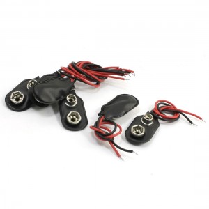 11cm Double Cable Connection 9V Battery Clips Connector Buckle 6Pcs