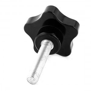 M12 x 60mm Male Thread 63mm Star Head Clamping Knob Black