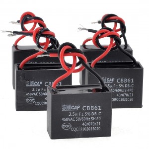 5pcs AC 450V 3.5uF Two Wired Ceiling Fan Motor Run Capacitor CBB61