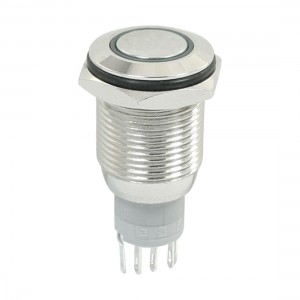 16mm Dia Thread 24V White LED Light Momentary Push Button Switch SPDT