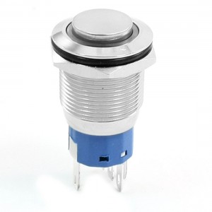 Green LED 12V Latching Stainless Steel 19mm High Flat Push Button Switch NO NC