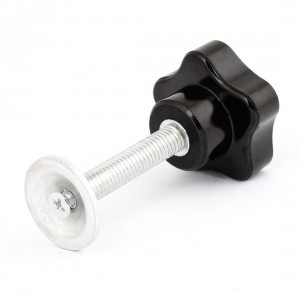 M8 x 40mm Male Thread Metal Clamping Star Knob Grip Black Silver Tone